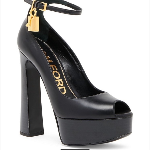 Tom Ford Shoes - Tom Ford Leather Peep Toe Padlock Platform Pump $1890 Authentic Brand New